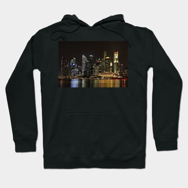 Singapore Skyline at Night Hoodie by holgermader